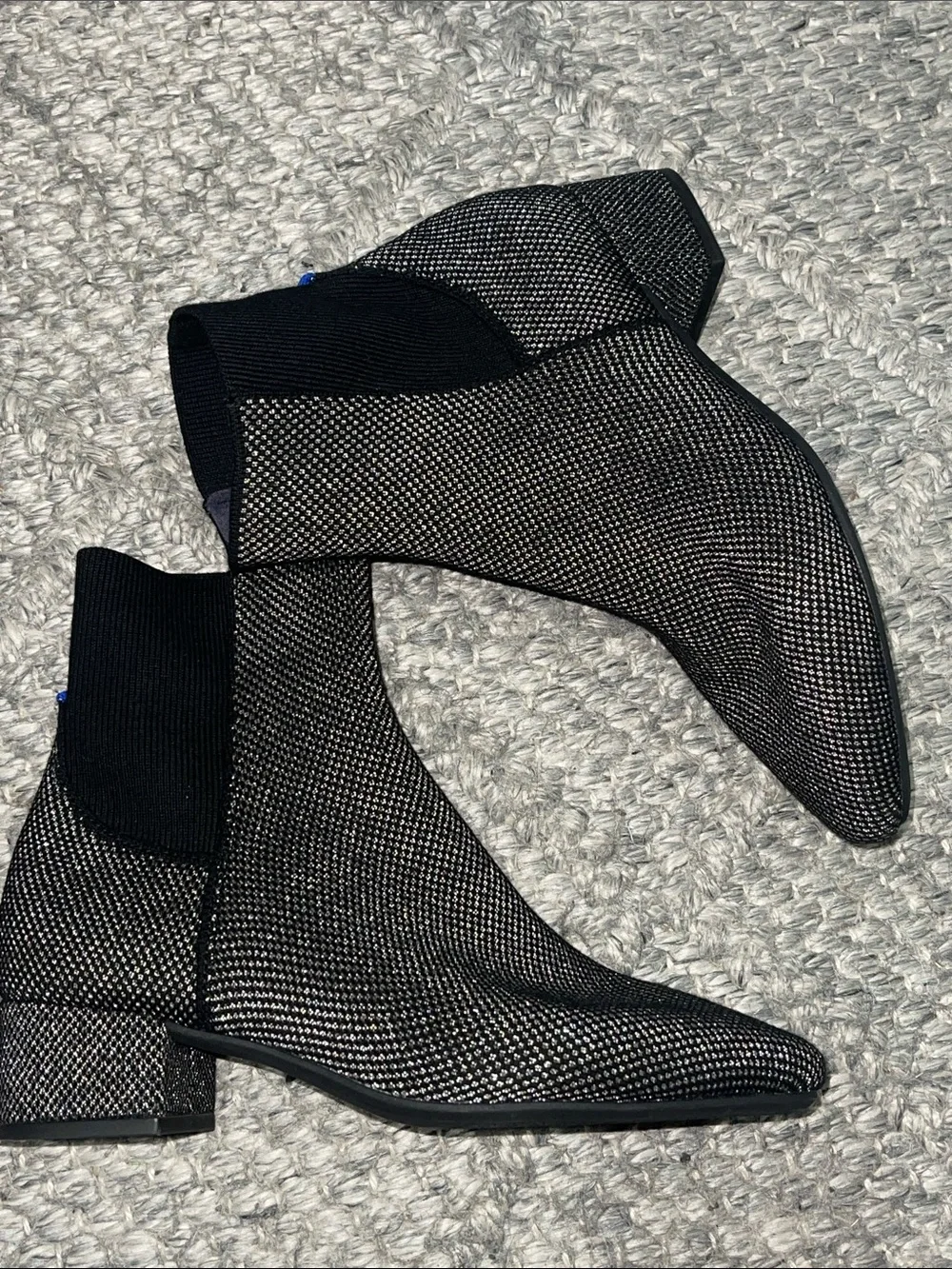 Rothy's Black and Gray Knit Ankle Bootie